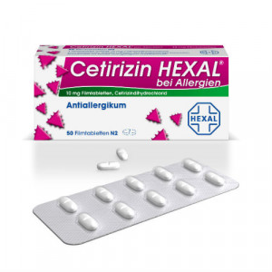 Produktbild von CETIRIZIN HEXAL Filmtabletten bei Allergien
