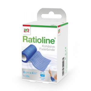 Produktbild von RATIOLINE acute Fixierbinde koh&auml;siv 8 cmx4 m blau