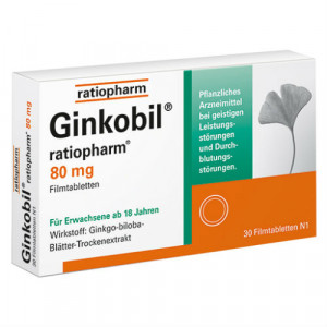 Produktbild von GINKOBIL-ratiopharm 80 mg Filmtabletten